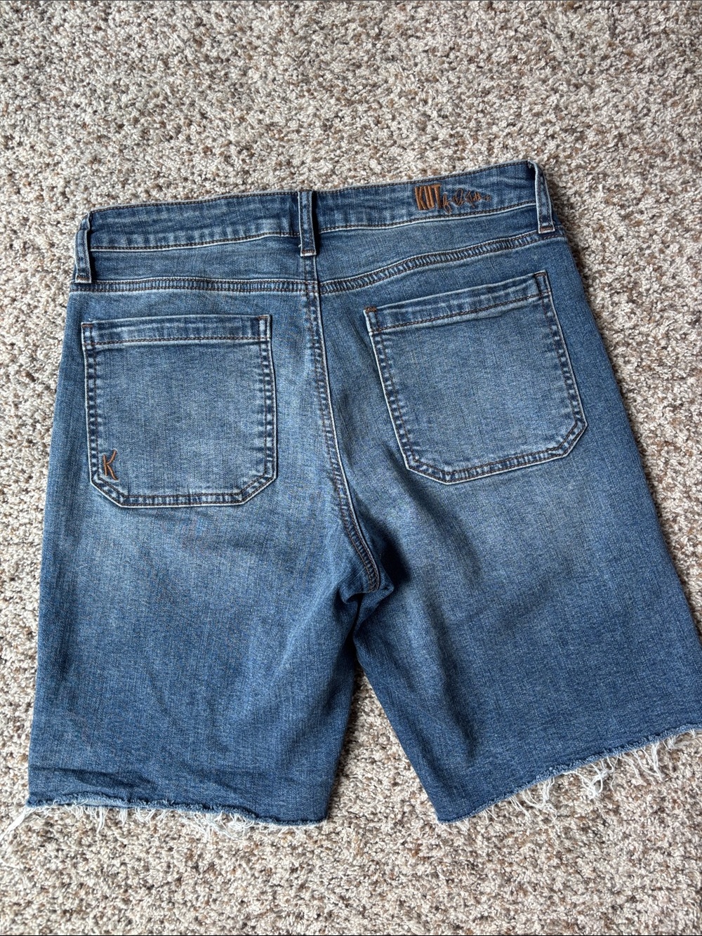 Kut from the Kloth Medium Blue Denim Bermuda Shorts with Raw Hem - Picture 5 of 5